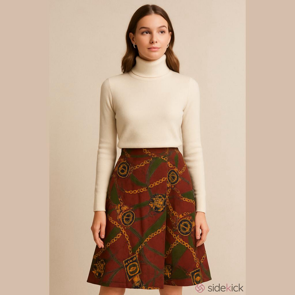 Breeches Vintage Wrap Skirt Women Size 8 Chain Print USA Heritage
